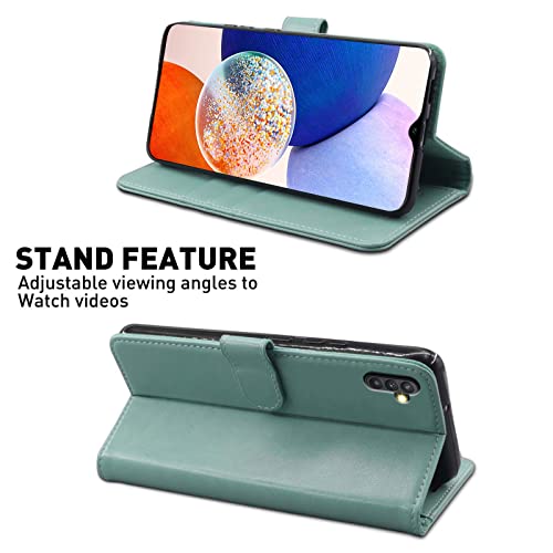 MONASAY Galaxy A54 5G Wallet Case, [Included Glass Screen Protector][RFID Blocking] Flip Folio Leather Cell Phone Cover with Credit Card Holder for Samsung Galaxy A54 5G, Mint