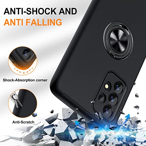 AOUIA Case for Samsung A33 5g with Screen Protector [2PCS], Case with 360° Ring Kickstand Mobile Phone Case Multi-layer Protective Shockproof Cover for Samsung A33 5g [TPU + PC],Black