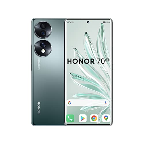 HONOR 70 Smartphone, Mobile Phone 5G, SIM Free Unlocked, 8+256GB, 54 MP Triple Rear Camera, 120Hz 6.67 Inch OLED Curved Screen, Android 12, 4800mAh Emerald Green