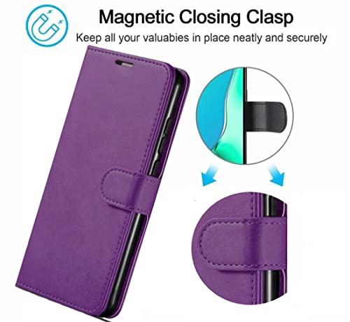 NWNK13 For Samsung Galaxy A34 5G Case Leather Wallet Book Flip Stand View Phone Cover with Card Holder Slots Compatible with Galaxy A34 (Purple)