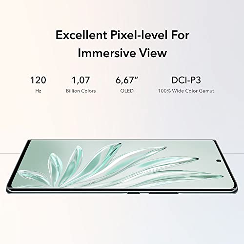 HONOR 70 Smartphone, Mobile Phone 5G, SIM Free Unlocked, 8+256GB, 54 MP Triple Rear Camera, 120Hz 6.67 Inch OLED Curved Screen, Android 12, 4800mAh Emerald Green