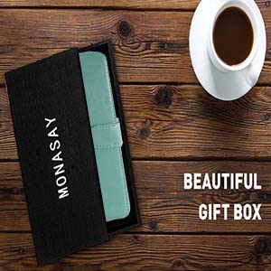 MONASAY Galaxy A54 5G Wallet Case, [Included Glass Screen Protector][RFID Blocking] Flip Folio Leather Cell Phone Cover with Credit Card Holder for Samsung Galaxy A54 5G, Mint