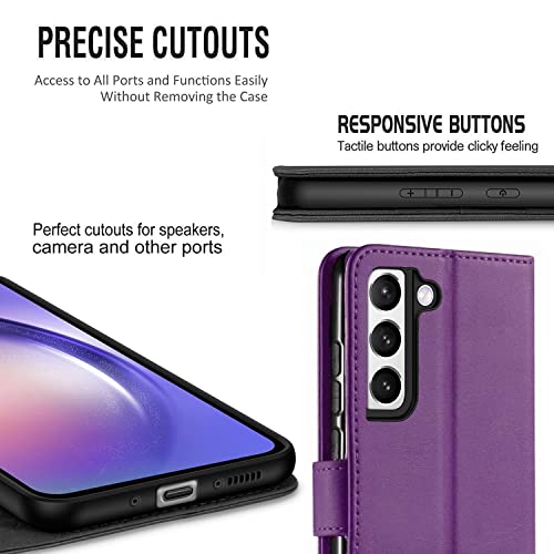 NWNK13 For Samsung Galaxy A34 5G Case Leather Wallet Book Flip Stand View Phone Cover with Card Holder Slots Compatible with Galaxy A34 (Purple)
