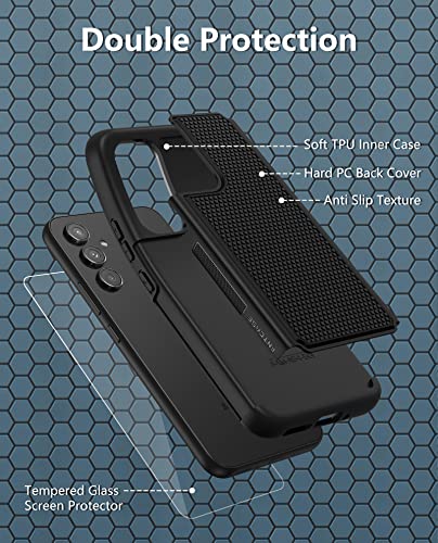 FNTCASE for Samsung A54 Phone Case: Dual Layer Shockproof Drop Protection Case - 360 Military Grade Protective Mobile Cover Rugged Matte Heavy Duty Slim TPU Aesthetic Cases Black