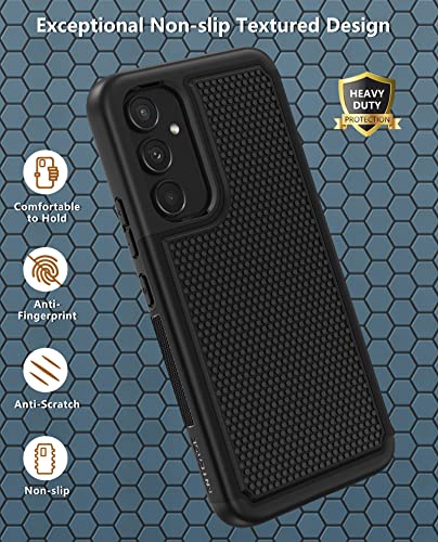FNTCASE for Samsung A54 Phone Case: Dual Layer Shockproof Drop Protection Case - 360 Military Grade Protective Mobile Cover Rugged Matte Heavy Duty Slim TPU Aesthetic Cases Black