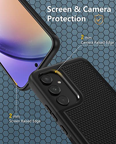 FNTCASE for Samsung A54 Phone Case: Dual Layer Shockproof Drop Protection Case - 360 Military Grade Protective Mobile Cover Rugged Matte Heavy Duty Slim TPU Aesthetic Cases Black