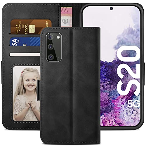 YATWIN Samsung Galaxy S20 Case, Samsung S20 4G / 5G Flip Wallet Leather Case with Card Slot and Shockproof Function Kickstand Phone Cases Cover for Samsung S20 - Black