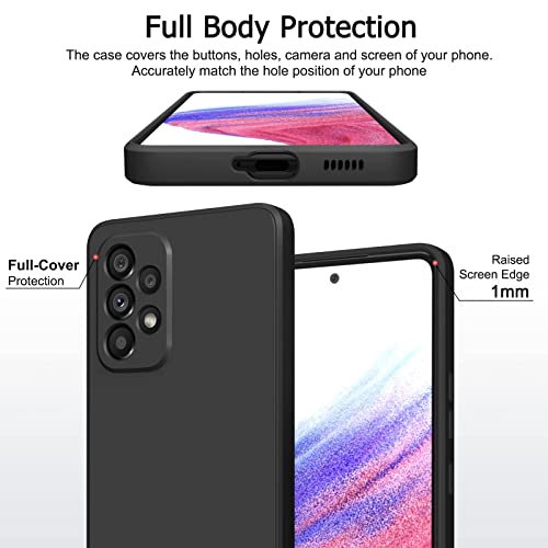 WOOZ Liquid Silicone Case for Samsung Galaxy A53 5G Phone Case, Shockproof Bumper Case with Microfiber Lining (Black)