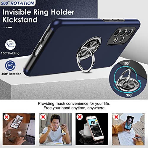 LeYi for Samsung Galaxy A53 5g Case and 2x Screen Protectors, Heavy Duty Protection Shockproof Cover with Built-in Ring Holder Lightweight Silicone Hybrid Phone Case for Galaxy A53 5g Blue