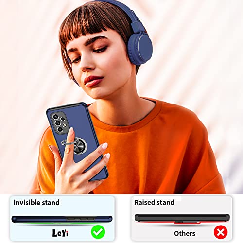 LeYi for Samsung Galaxy A53 5g Case and 2x Screen Protectors, Heavy Duty Protection Shockproof Cover with Built-in Ring Holder Lightweight Silicone Hybrid Phone Case for Galaxy A53 5g Blue