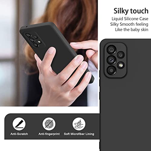 WOOZ Liquid Silicone Case for Samsung Galaxy A53 5G Phone Case, Shockproof Bumper Case with Microfiber Lining (Black)
