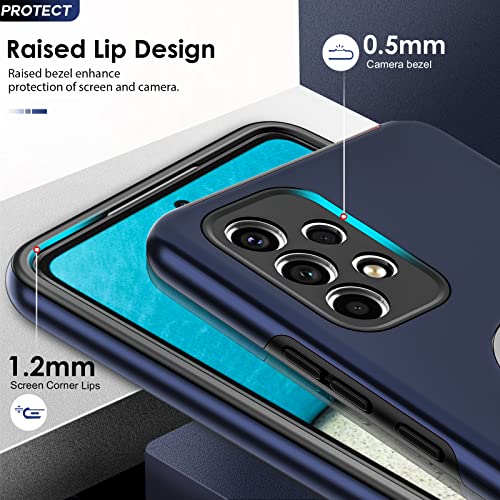 LeYi for Samsung Galaxy A53 5g Case and 2x Screen Protectors, Heavy Duty Protection Shockproof Cover with Built-in Ring Holder Lightweight Silicone Hybrid Phone Case for Galaxy A53 5g Blue