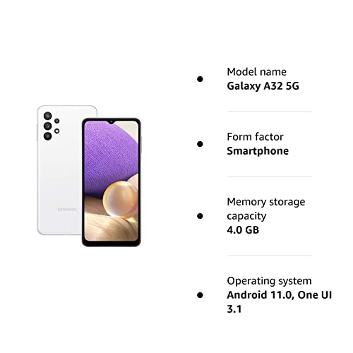 Samsung Galaxy A32, 5G SIM Free Android Smartphone - Awesome White (UK Version) (Renewed)