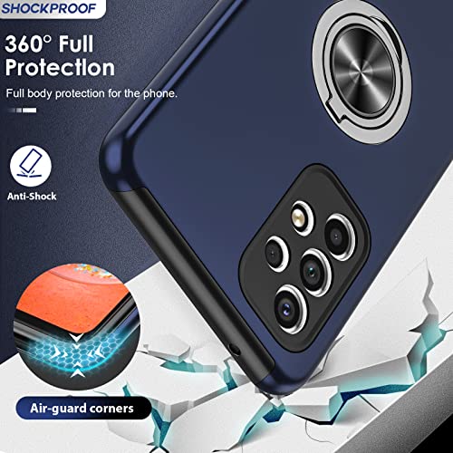 LeYi for Samsung Galaxy A53 5g Case and 2x Screen Protectors, Heavy Duty Protection Shockproof Cover with Built-in Ring Holder Lightweight Silicone Hybrid Phone Case for Galaxy A53 5g Blue