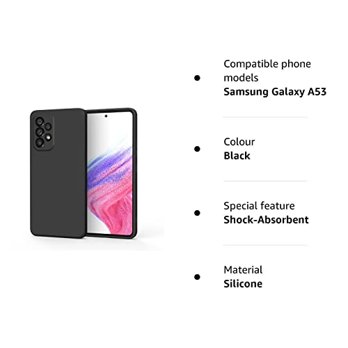 WOOZ Liquid Silicone Case for Samsung Galaxy A53 5G Phone Case, Shockproof Bumper Case with Microfiber Lining (Black)