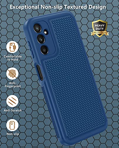 FNTCASE for Samsung A14 Phone Case: Dual Layer Shockproof Drop Protection Case - Galaxy A14 4G/5G 360 Military Grade Protective Mobile Phone Cover Rugged Matte Heavy Duty Slim TPU Aesthetic Cases Blue