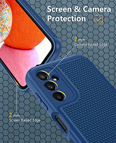 FNTCASE for Samsung A14 Phone Case: Dual Layer Shockproof Drop Protection Case - Galaxy A14 4G/5G 360 Military Grade Protective Mobile Phone Cover Rugged Matte Heavy Duty Slim TPU Aesthetic Cases Blue