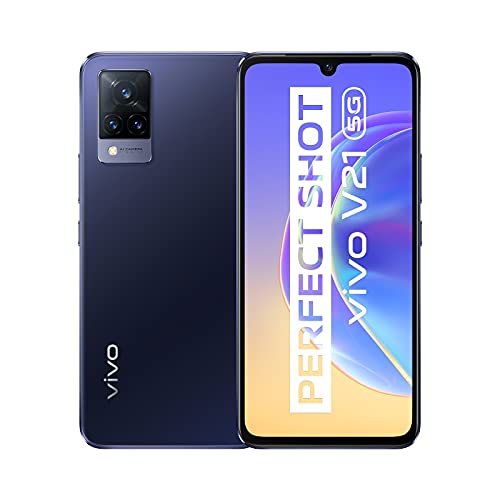 VIVO V21 5G Smartphone, 8GB + 128 GB Mobile Phone, 6.44’’ AMOLED FHD+ 90Hz, 64MP Triple Camera, 44MP OIS Super Night Selfie, 4000 mAh Battery, Dual SIM Phone(UK Version) Dusk Blue