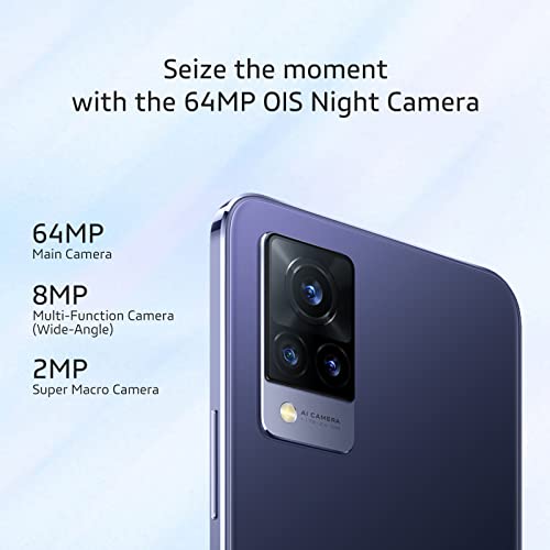 VIVO V21 5G Smartphone, 8GB + 128 GB Mobile Phone, 6.44’’ AMOLED FHD+ 90Hz, 64MP Triple Camera, 44MP OIS Super Night Selfie, 4000 mAh Battery, Dual SIM Phone(UK Version) Dusk Blue