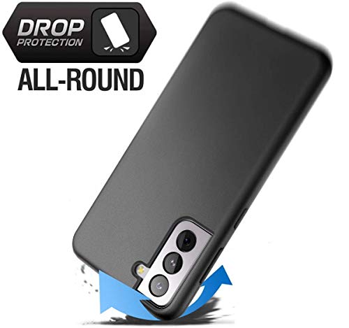 NWNK13 For Samsung Galaxy S22 Case Crystal Clear Slim Fit Front & Back 360° Case Built-in Screen Protector Transparent Full Body Silicone Gel Mobile Phone Cover for Samsung S22 5G (Clear) (Black)