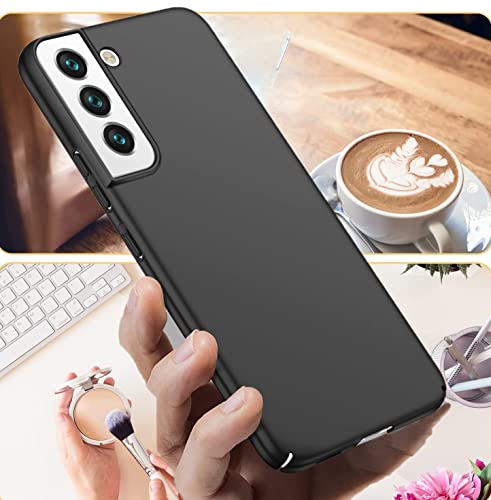 NWNK13 For Samsung Galaxy S22 Case Crystal Clear Slim Fit Front & Back 360° Case Built-in Screen Protector Transparent Full Body Silicone Gel Mobile Phone Cover for Samsung S22 5G (Clear) (Black)