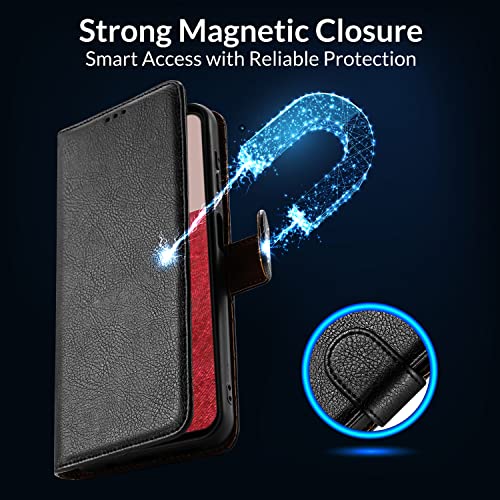 Case Collection for Samsung Galaxy A34 5G Phone Case - Premium Leather Folio Flip Cover | RFID-Technology | Kickstand | Money and Card Holder Wallet | Compatible with Samsung A34 5G Case Black