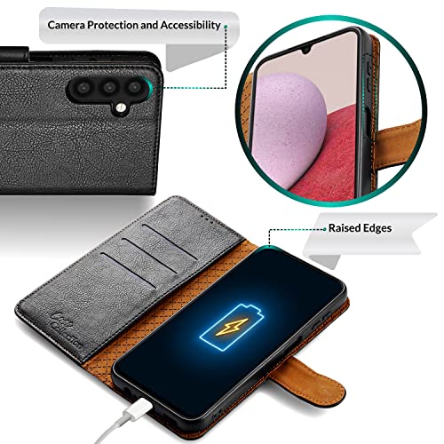 Case Collection for Samsung Galaxy A34 5G Phone Case - Premium Leather Folio Flip Cover | RFID-Technology | Kickstand | Money and Card Holder Wallet | Compatible with Samsung A34 5G Case Black