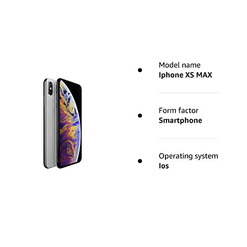 Apple iPhone XS Max, 256GB, Silver - Unlocked (Renewed)