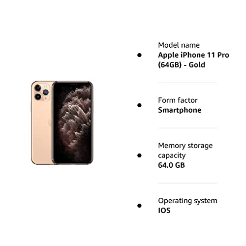 Apple iPhone 11 Pro, 64GB, Gold (Renewed)