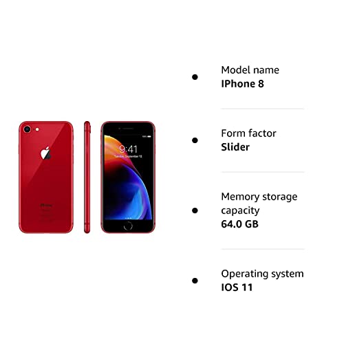 Apple iPhone 8, 64GB, (PRODUCT) Red (Renewed)
