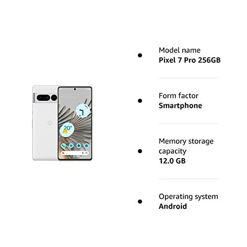 Google Pixel 7 Pro – Unlocked Android 5G smartphone with telephoto lens, wide-angle lens and 24-hour battery – 256GB – Snow (Renewed)
