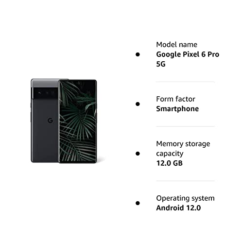 Google Pixel 6 Pro 5G - Smartphone 128GB, 12GB RAM, Single Sim, Black (Renewed)