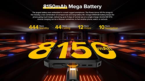 Ulefone ARMOR X11 PRO Android 12 Rugged Smartphone, 8150mAh Battery, 16MP Underwater Camera, Helio G25 4GB+64GB, 5.45" IP68/IP69K Waterproof Mobile Phone, DUAL SIM, 3-Card Slot, Face Unlock NFC GPS