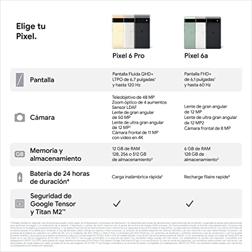 Google Pixel 6a – Unlocked Android 5G Smartphone with 12 megapixel camera and 24-hour battery – Carbon (Renewed)