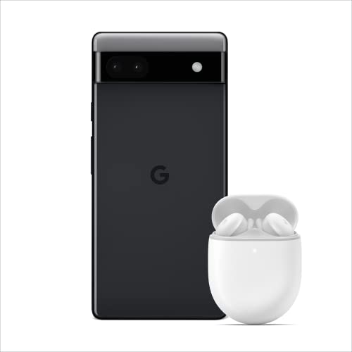 Google Pixel 6a - Unlocked Android 5G Smartphone 128 GB, Carbon + Pixel Buds A-Series Wireless Earbuds, White