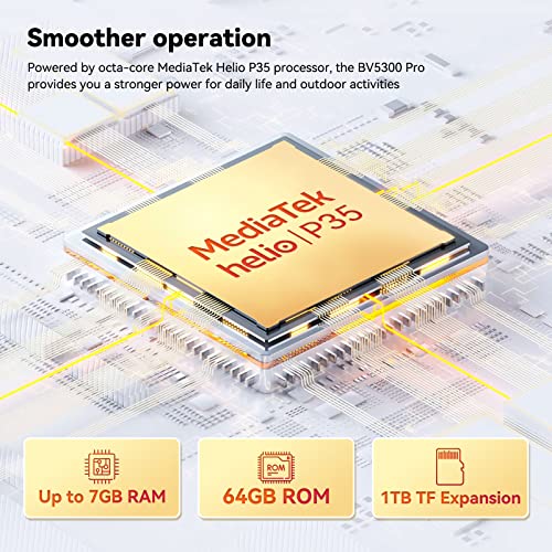 Rugged Smartphone, Blackview BV5300Pro(2023) 7GB+64GB/1TB TF, 6580mAh, 2.3GHz Octa-core, IP68&IP69K, 4G Android 12 Phone, 3 Cards Slot, 13MP+8MP Waterproof Phone Camera, 6.1’’ HD+ Display, NFC - Black