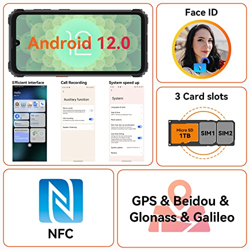 Rugged Smartphone, Blackview BV5300Pro(2023) 7GB+64GB/1TB TF, 6580mAh, 2.3GHz Octa-core, IP68&IP69K, 4G Android 12 Phone, 3 Cards Slot, 13MP+8MP Waterproof Phone Camera, 6.1’’ HD+ Display, NFC - Black