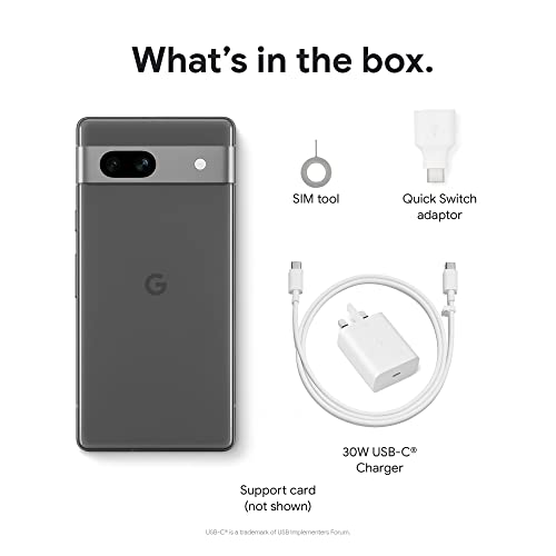 Google Pixel 7a and Pixel 30W Charger Bundle – Unlocked Android 5G Smartphone with Wide-Angle Lens and 24-Hour Battery - Charcoal (Amazon Exclusive)