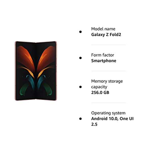Samsung Galaxy Z Fold2 5G all carriers 256 GB Mobile Phone SIM Free Smartphone - Mystic Bronze (UK Version) (Renewed)