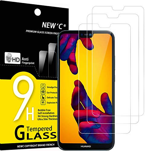 NEW'C [3 Pack Designed for Huawei P20 Lite, Nova 3e Screen Protector Tempered Glass, Case Friendly Anti Scratch Bubble Free Ultra Resistant