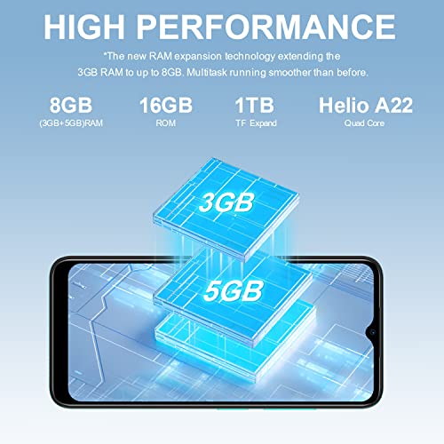 DOOGEE X98 SIM-Free & Unlocked Mobile Phones, Android 12 Smartphone, 16GB, 1TB Extension, 6.52 inch HD+ Screen, 4200mAh Battery, 8MP AI Camera, 4G Dual SIM Cheap Phones, OTG/GPS, Face ID - Green