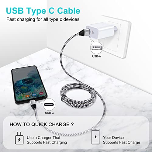USB C Samsung Phone Charger Cable Lead, 3Pack 3FT+3FT+6FT Type C Charger Cable Fast Charging for Samsung Galaxy A12 A13 A14 A22 A33 A50 S23 S22 S21 S20 S10 S9, Huawei P50 P40 P30 Lite, Google Pixel