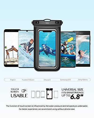 YOSH IPX8 Waterproof Phone Pouch, Underwater Phone Case, Waterproof Phone Case with Lanyard, Dry Bag for iPhone 14 13 12 11 XS max XR X 8, Samsung S23 S22 S10, Huawei Xiaomi-up to 6.8 inches (2-pack)