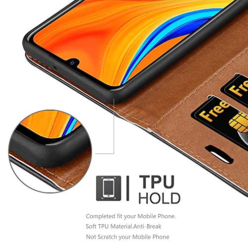 iCatchy For Huawei Y6s Case Leather Wallet Book Flip Folio Stand View Pouch Compatible with Huawei Y6s 2019 Phone Cover (Black)