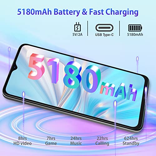 OSCAL C70 Mobile Phones SIM Free Unlocked, 10GB+128GB/SD 2TB Smartphone, 6.5" HD+ 90Hz Screen, 4G Dual SIM Android 12 Smartphone, 50MP+8MP Camera, 2.4G&5Gwifi, 5180mAh Battery, Fingerprint Face ID