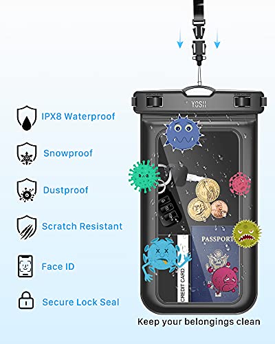 YOSH IPX8 Waterproof Phone Pouch, Underwater Phone Case, Waterproof Phone Case with Lanyard, Dry Bag for iPhone 14 13 12 11 XS max XR X 8, Samsung S23 S22 S10, Huawei Xiaomi-up to 6.8 inches (2-pack)