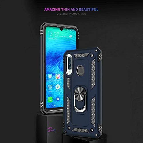Case Compatible With Huawei P30 Lite / P30 Lite New Edition Case with Magnetic Ring Holder - Hybrid Armor Defender Dual Layer Anti-Scratch Kickstand Shockproof Cover (Blue)