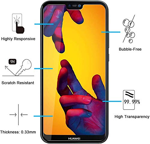 NEW'C [3 Pack Designed for Huawei P20 Lite, Nova 3e Screen Protector Tempered Glass, Case Friendly Anti Scratch Bubble Free Ultra Resistant