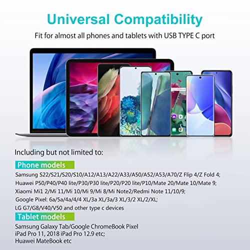 USB C Samsung Phone Charger Cable Lead, 3Pack 3FT+3FT+6FT Type C Charger Cable Fast Charging for Samsung Galaxy A12 A13 A14 A22 A33 A50 S23 S22 S21 S20 S10 S9, Huawei P50 P40 P30 Lite, Google Pixel