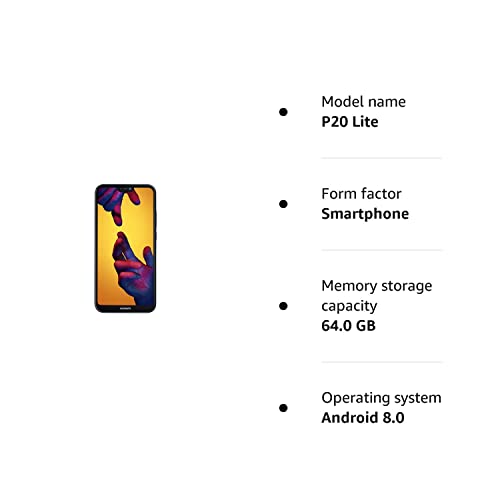 Huawei P20 Lite 64GB 5.8inches 16MP SIM-Free Smartphone in Black (Renewed)